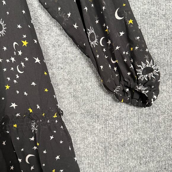 Derek Lam 10 Crosby Sz 2 Juno Trapeze Mini Dress Black Celestial Print Chiffon - Picture 6 of 13
